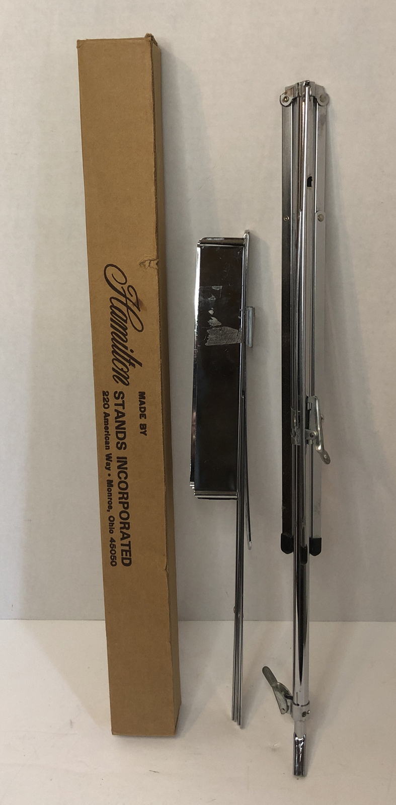 The Hamilton No 400-N Folding Chrome Music Stand - Adjustable Height  W/Box