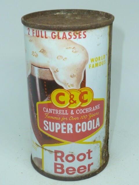 Empty Top Opened 12oz C & C Super Coola Root Beer Flat Top