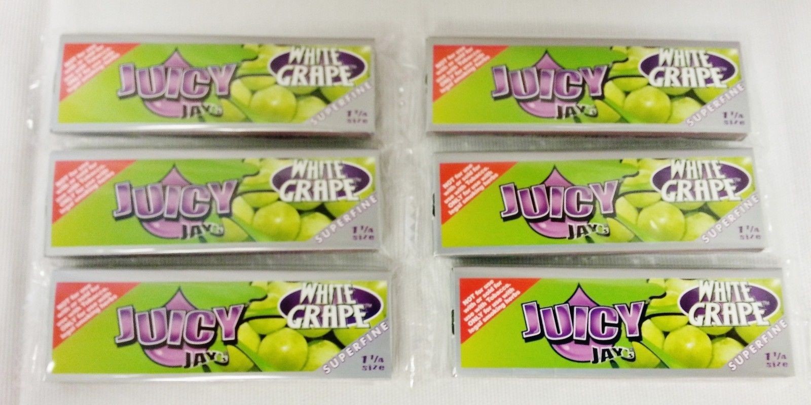 6 Packs JUICY JAY'S SUPERFINE White Grape  1 1/4 Free Shipping