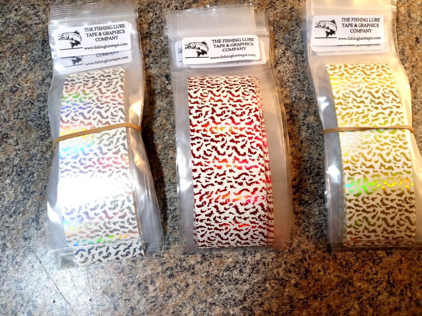 2" x 6" 3PK Holographic Tiger Pattern WTP Waterproof Fishing Lure Tape