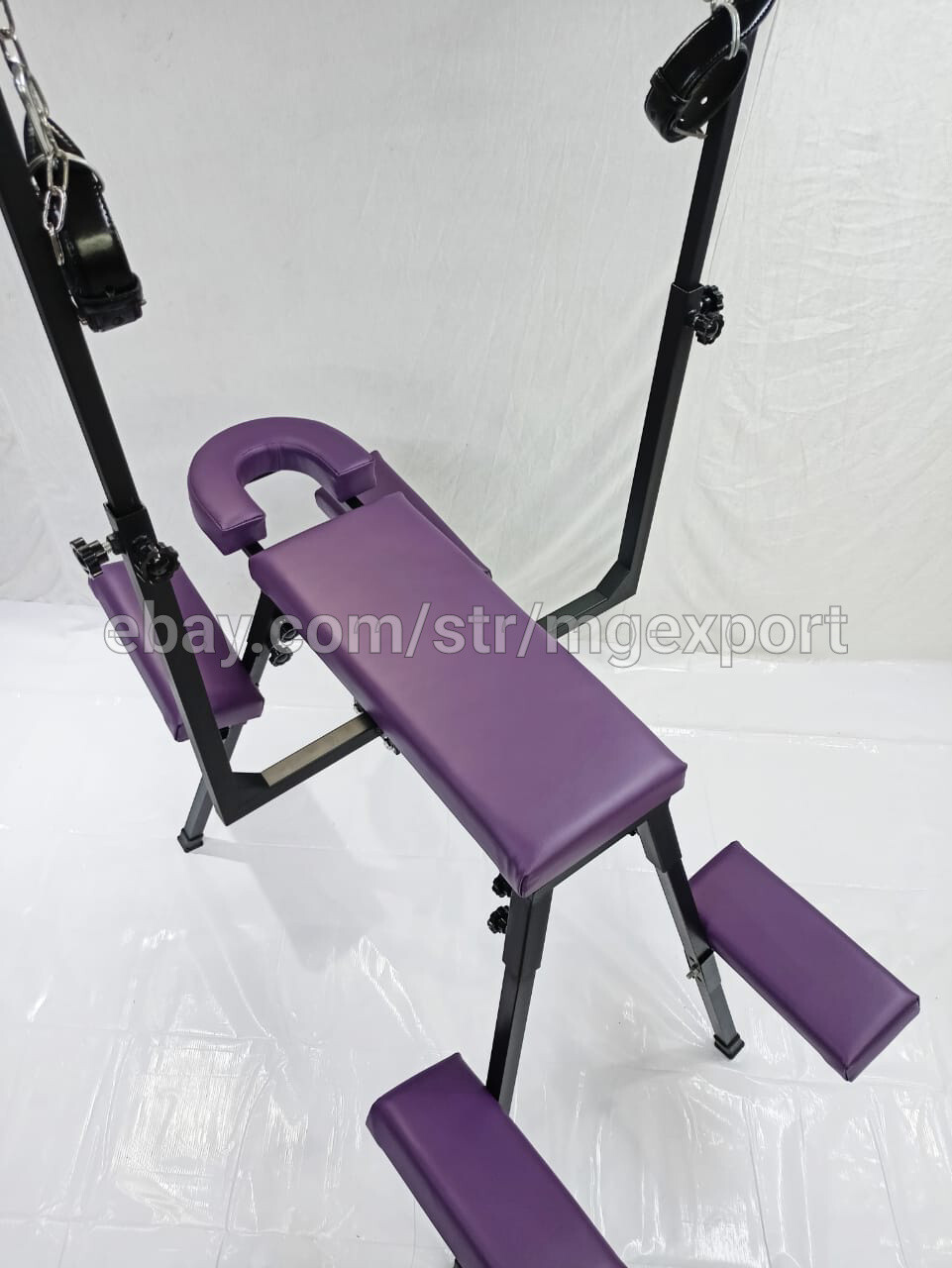 Portable Bench With Headrest Purple Color
