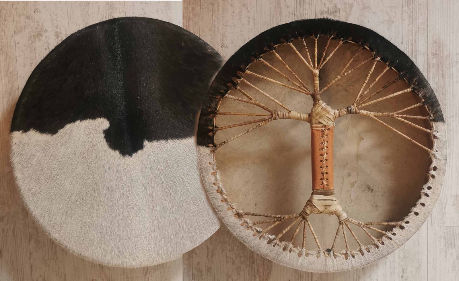Shaman Drum Goat Skin with Hair Viking Leather 20" missing few hair 20% off