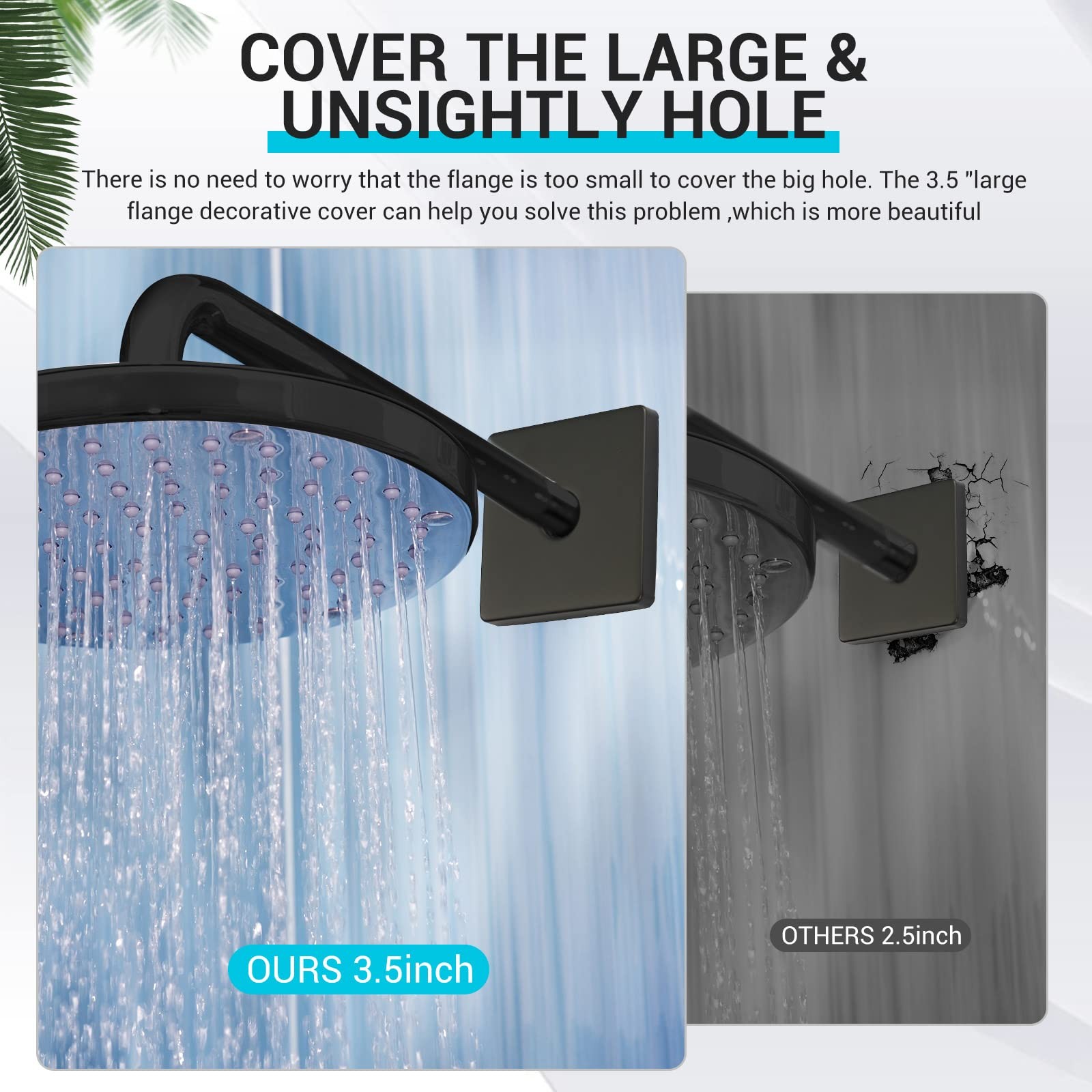 3.5 Inch Large Shower Arm Flange Square Plumbing Cover Plates Black
