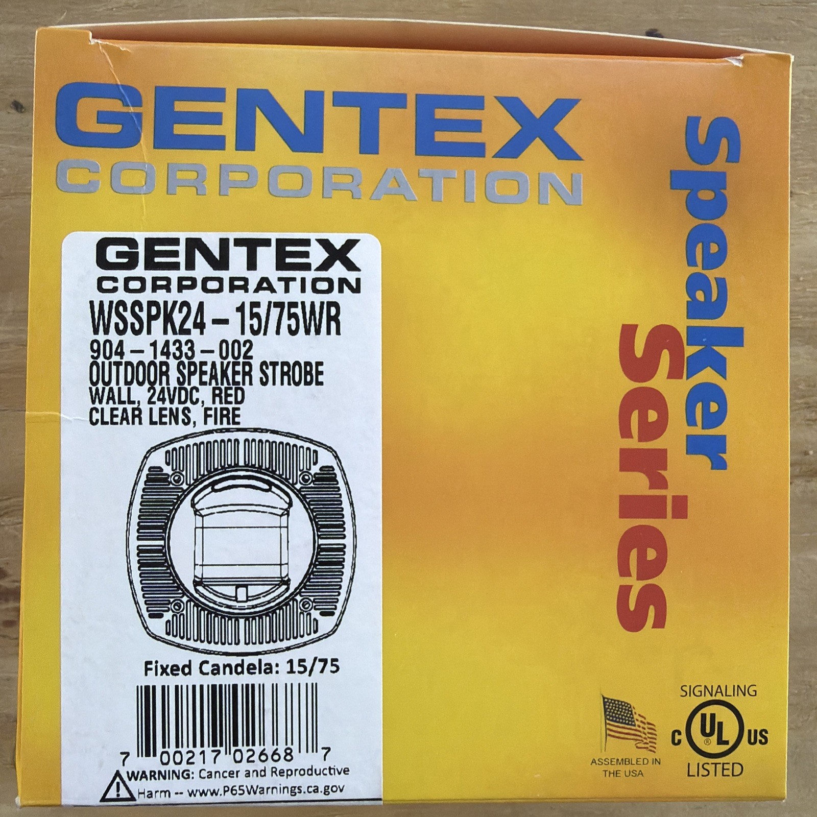 GENTEX WSSPK24-15/75WR Wall Outdoor Speaker/strobe Red New