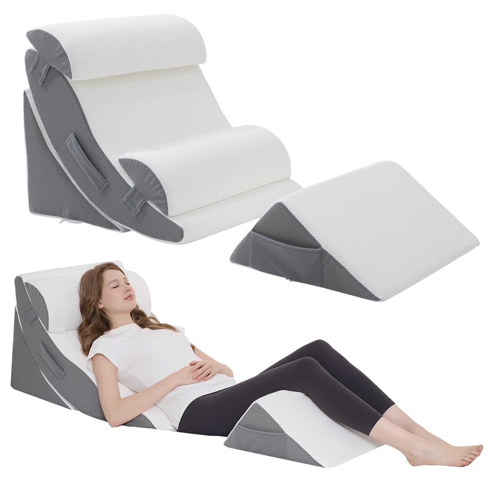 Wedge Pillow Set for After Surgery – 5PCS Orthopedic Bed Wedge Pillow Set for...