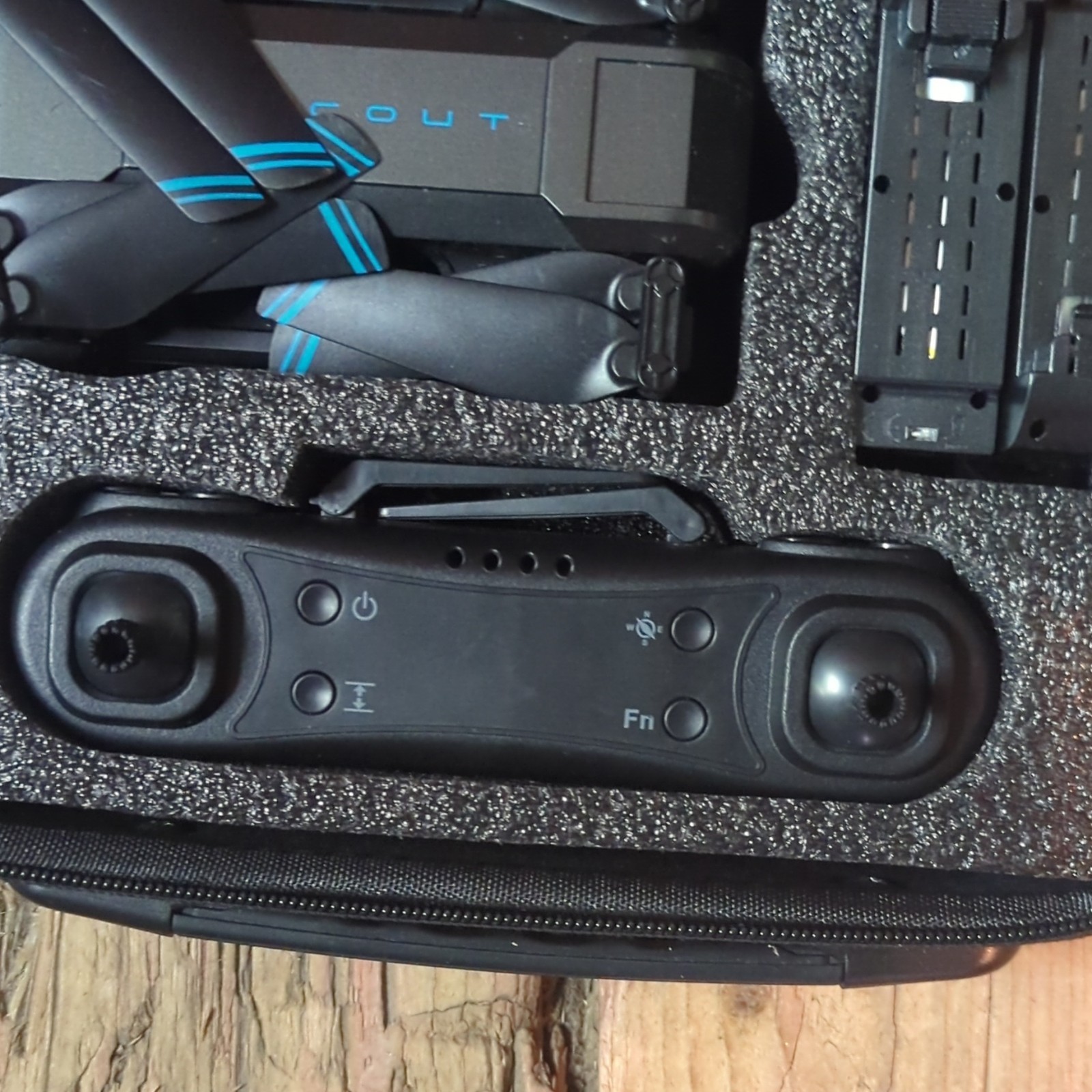 EXO Scout Foldable Quadcopter Drone RTF w/ Controller & Carrying Case Black/Blue