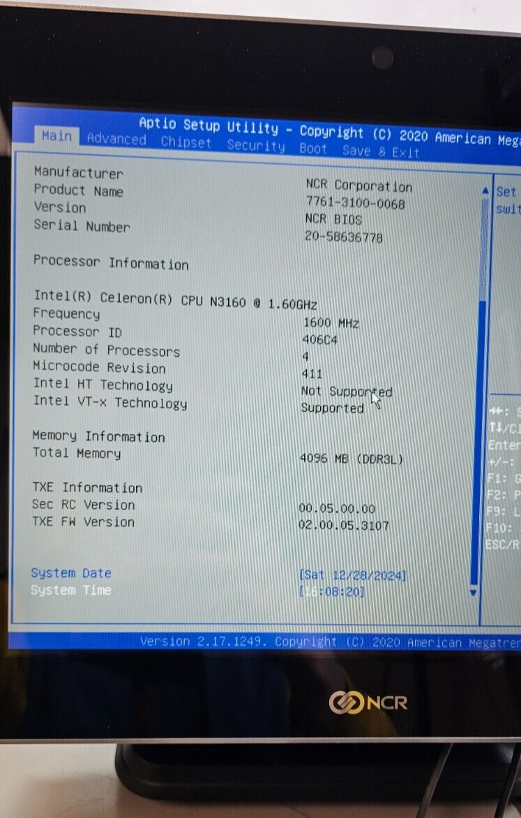 New NCR 7761 P1535 Touchscreen Terminal Display 1.6Ghz, 4GB/60GB, Biometrics W10