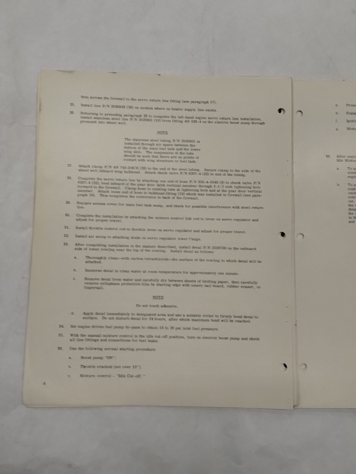 Bendix Model RS-10B2 Fuel Injection System Installation Instructions-Original