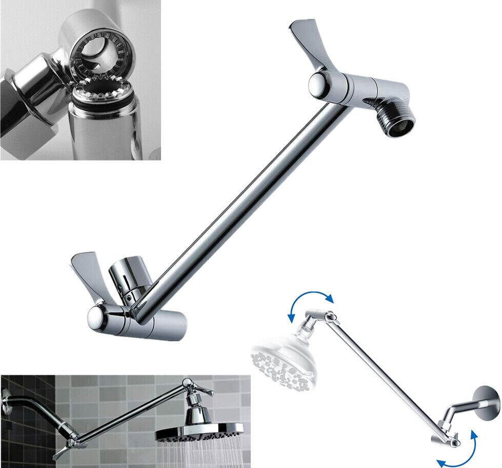 11" Solid Brass Shower Head Extension Arm with Lock Joints Adjustable Height