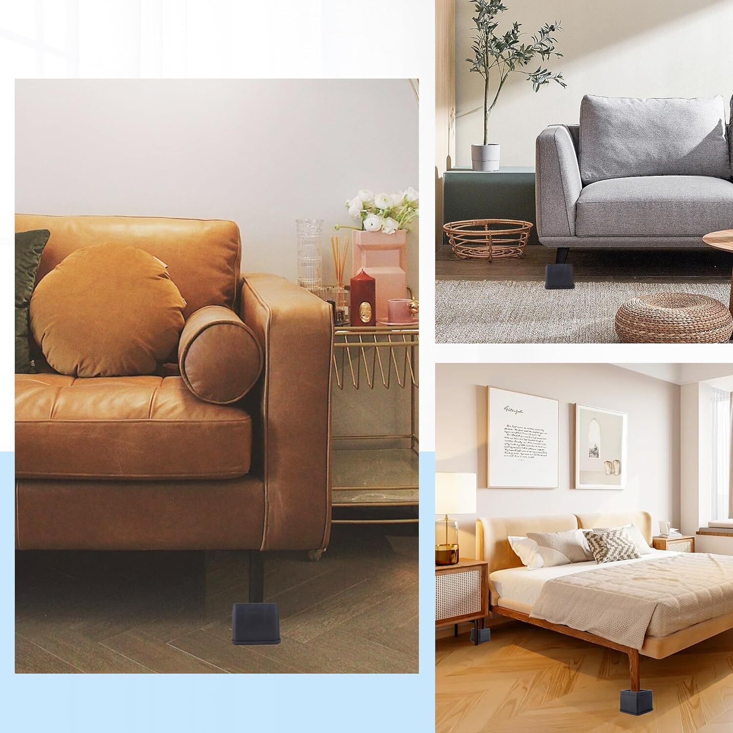 BTSD-home Bed Risers 3 or 6 Inch Heavy Duty Stackable Furniture Risers for Sofa