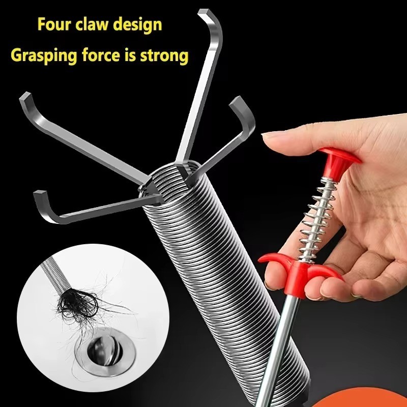 60cm Spring Pipe Dredging Tool Drain Snake Cleaner Clog Remover Kitchen Sink