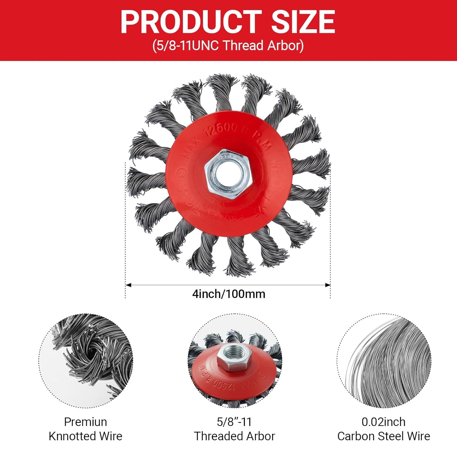 12-Pack Wire Wheel for Angle Grinder, for 4-1/2" Angle Grinder with 5/8"-11 Arbo