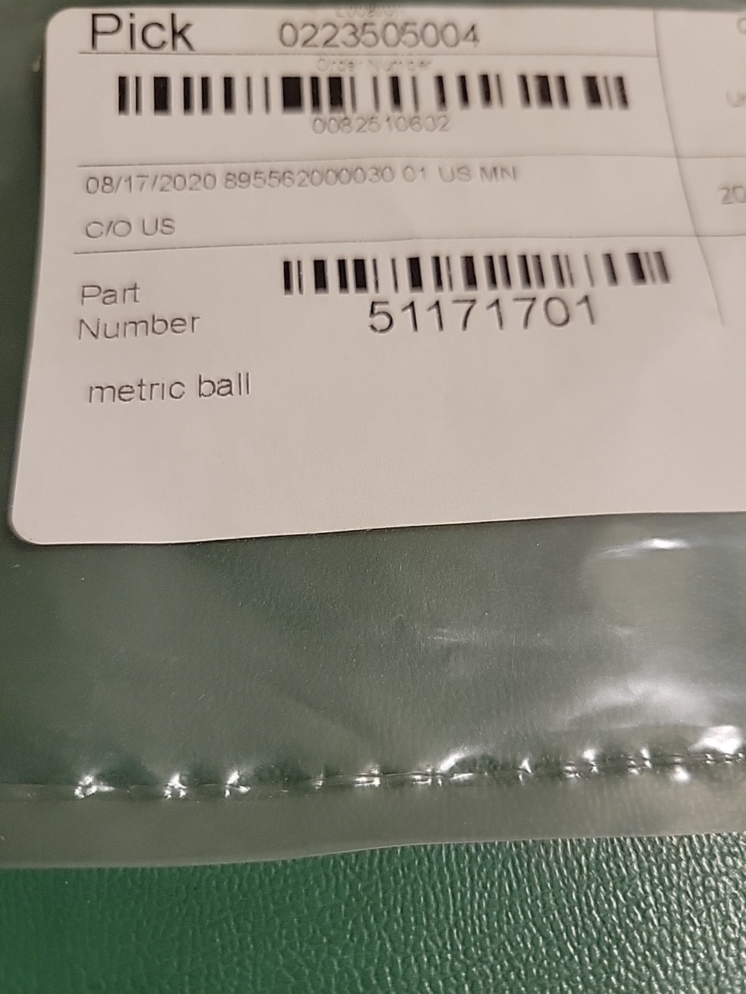 Universal Instruments 51171701 Metric Ball New Open Box