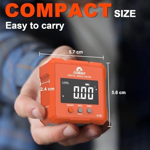 Digital Angle Finder with Backlight & Magnetic Base - Compact Protractor Tool fo