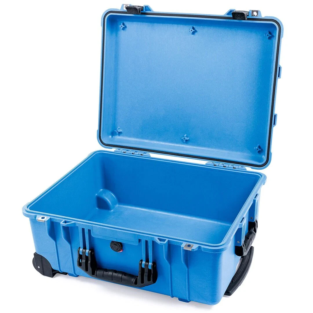 Blue & Black Pelican 1560 case. No Foam - empty. With wheels.