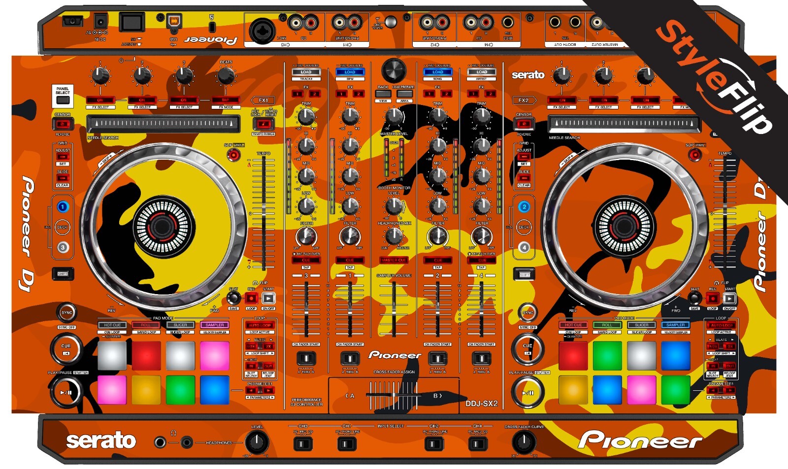 Pioneer DDJ-SX2 Skin | Camo Orange | Protective Decal | StyleFlip Skins