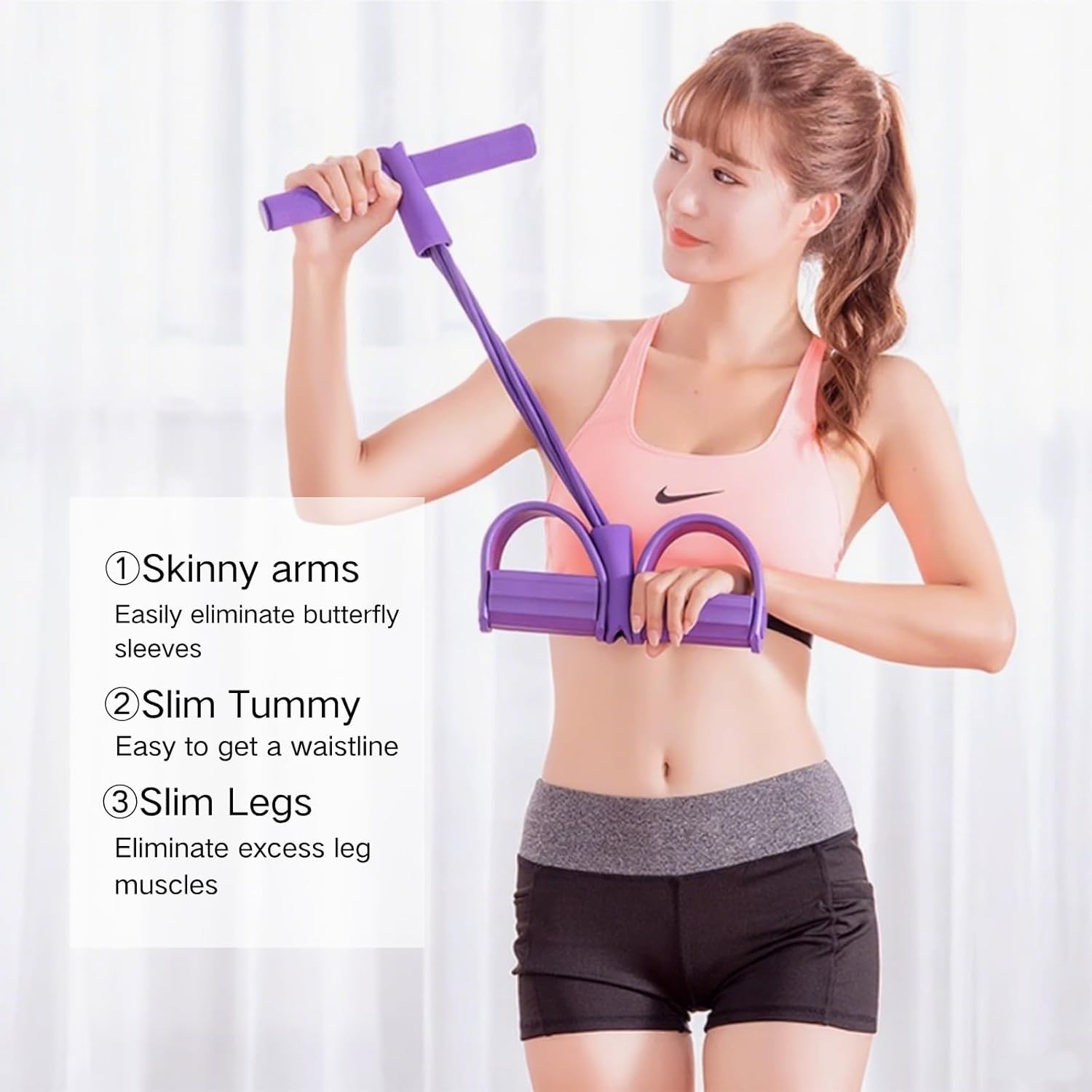 Fitness Resistance Bands Set with Handles & Ankle Straps - 4 Tube Exercise Bands