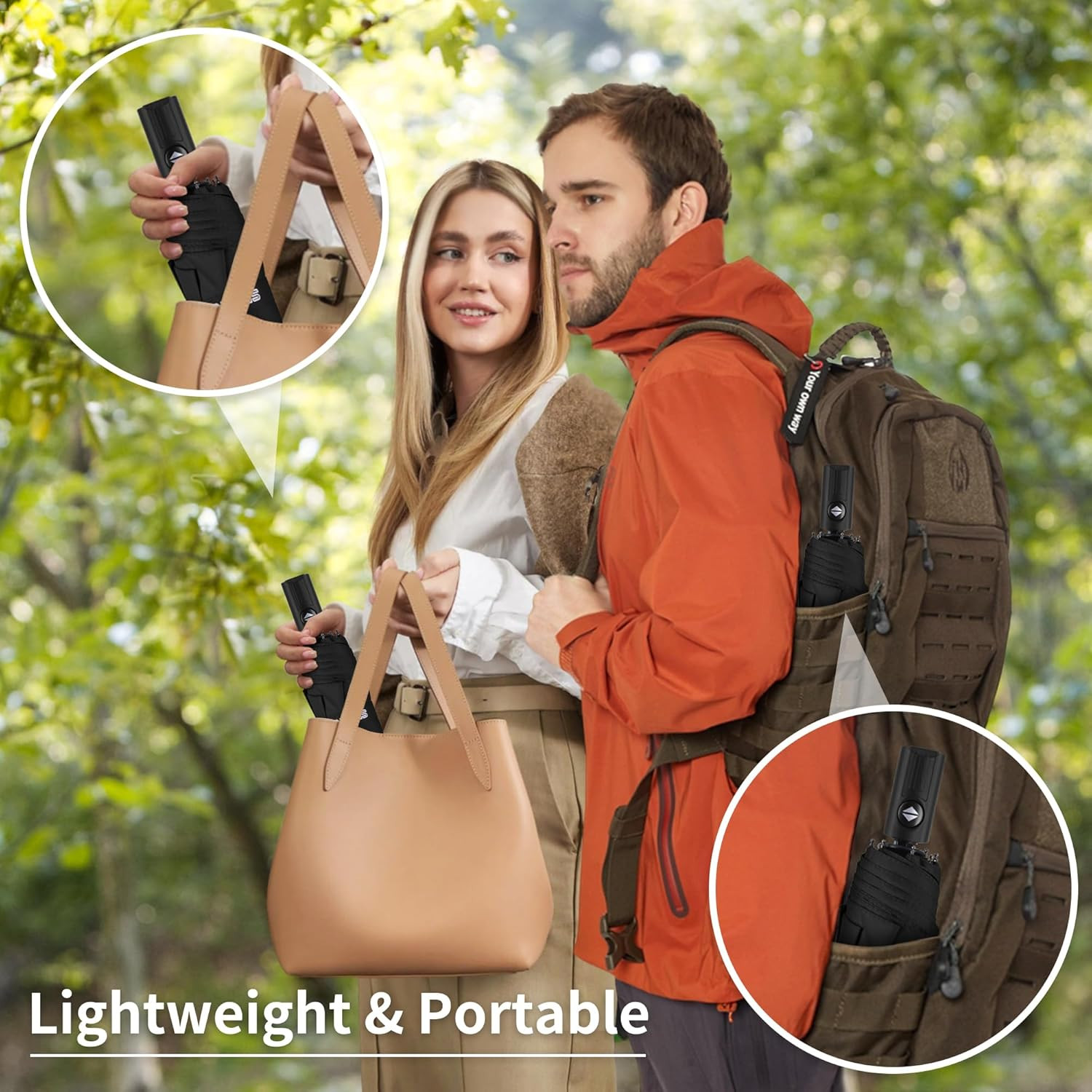 Windproof Travel Umbrella, Automatic Folding Compact Umbrella, Portable Sun & Ra