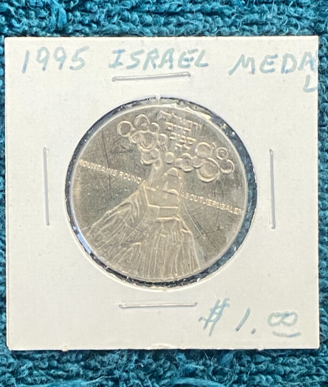 STORAGE UNIT FIND 1995 Israel Medal Mountains Round Jerusalem
