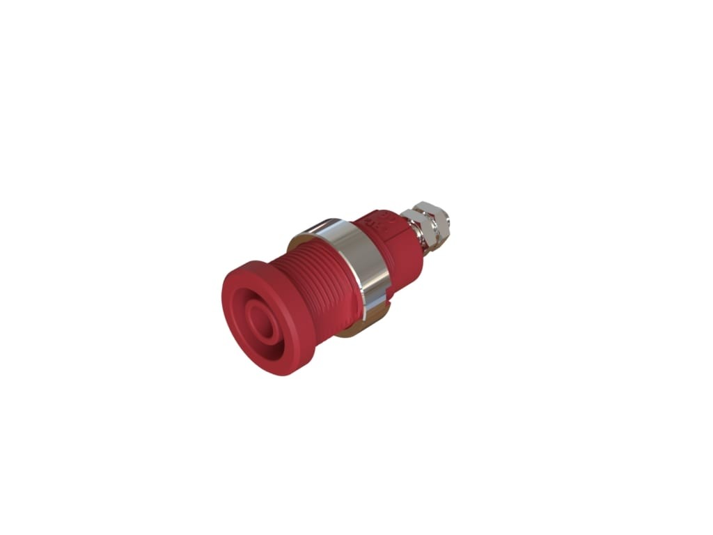 Cal Test CT4397-01-2 - 4mm Sheathed Jack, M4 Stud, Panel, UL, Red