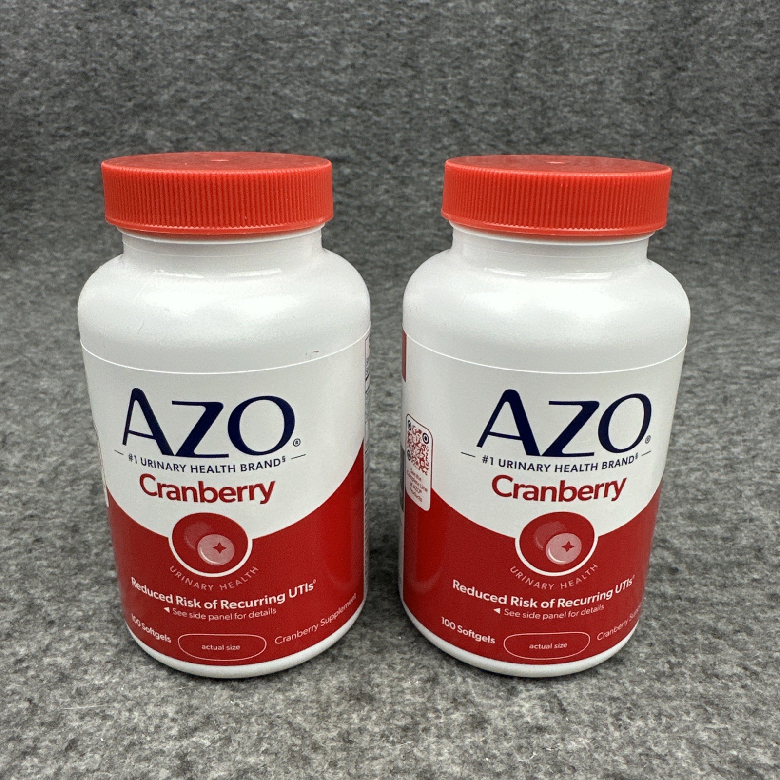 2 PACK AZO Cranberry Urinary Tract Health Dietary Supplement 100ct EXP 8/2027