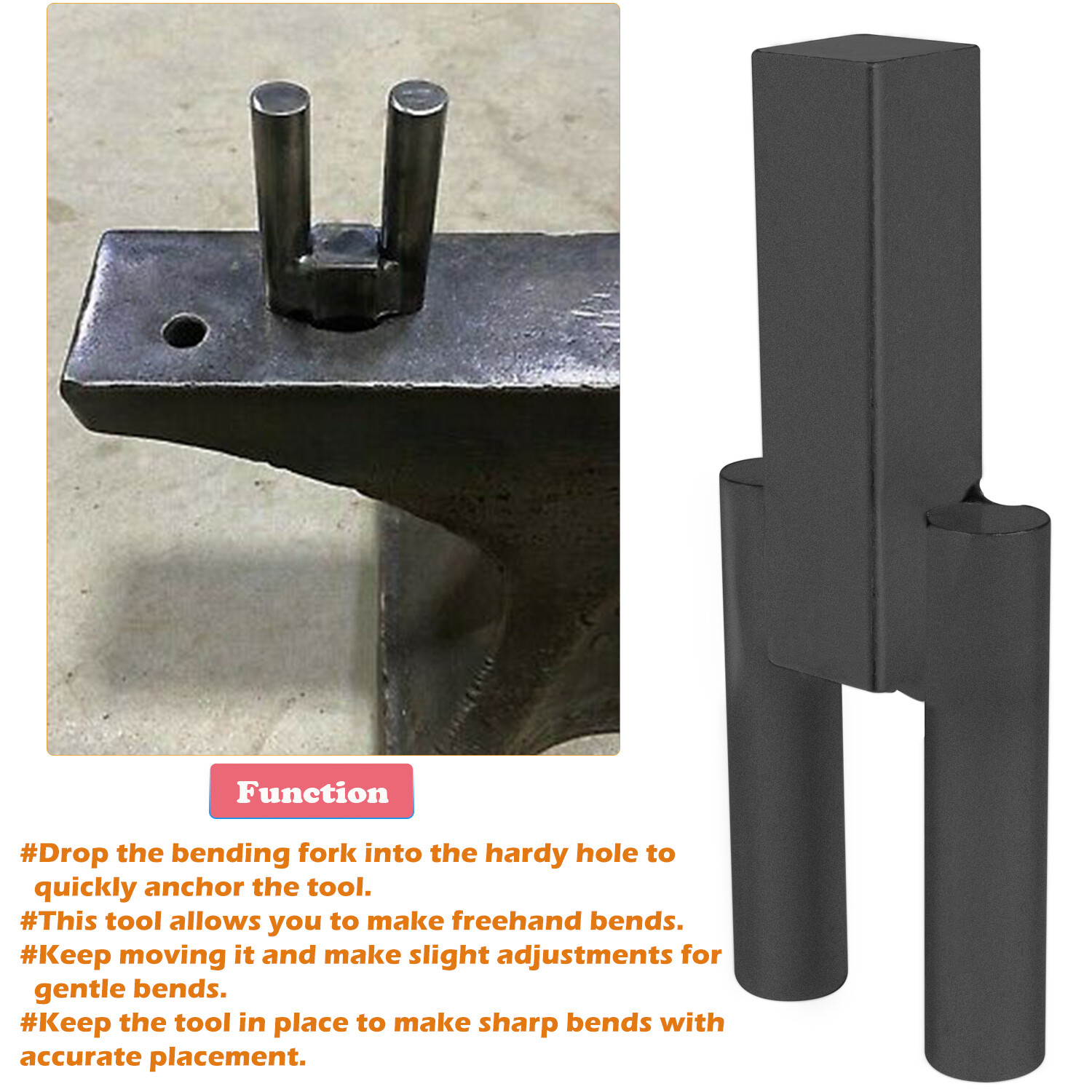 Blacksmith Hardy Anvil Tool 7/8" Hardy Blacksmith Bending Fork Scroll Twist Jig