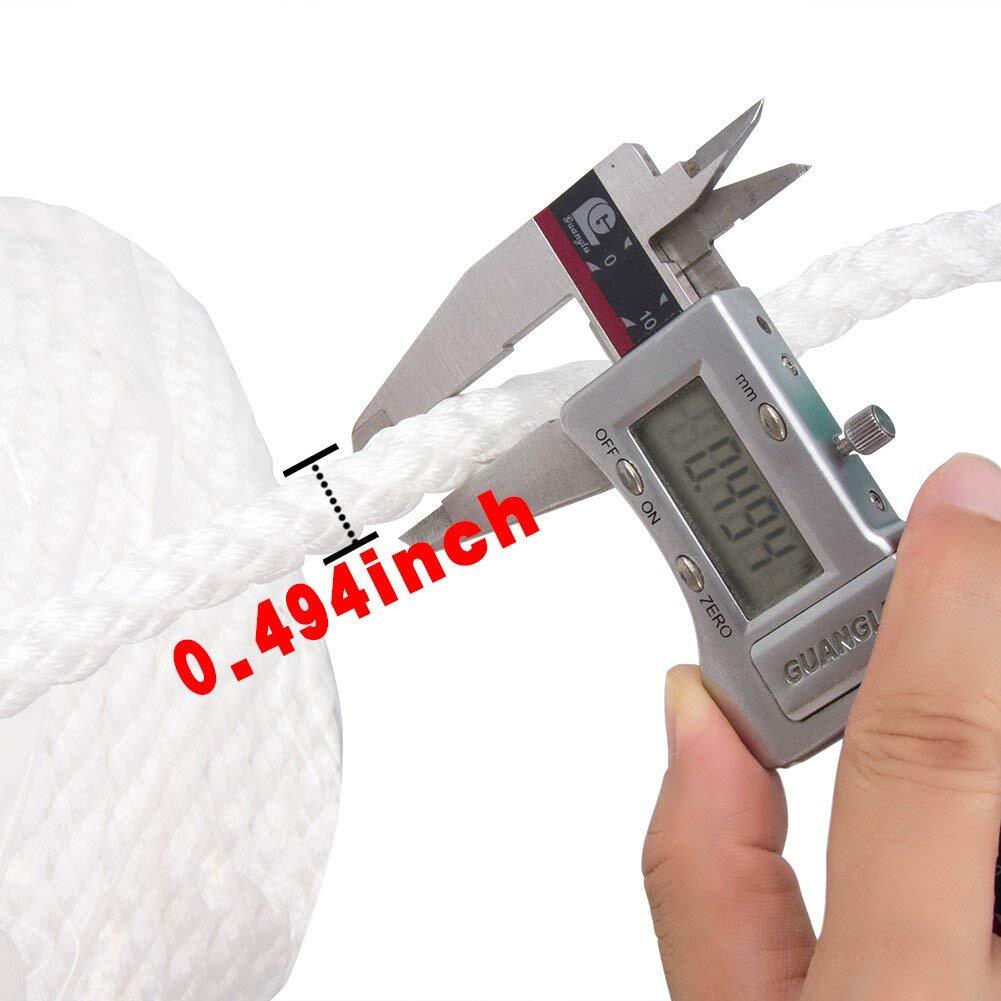1/2" 100'Boat Rope Polypropylene Docking Rope Three Strand Anchor Line W/Thimble