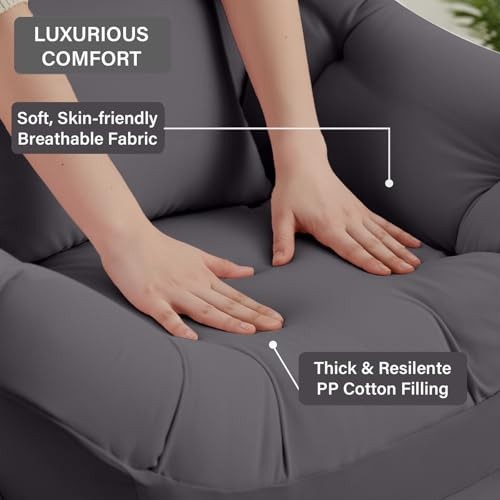 Lazy Chair with Ottoman, Dark Gray-footstool With Right Angle Frame-pillow