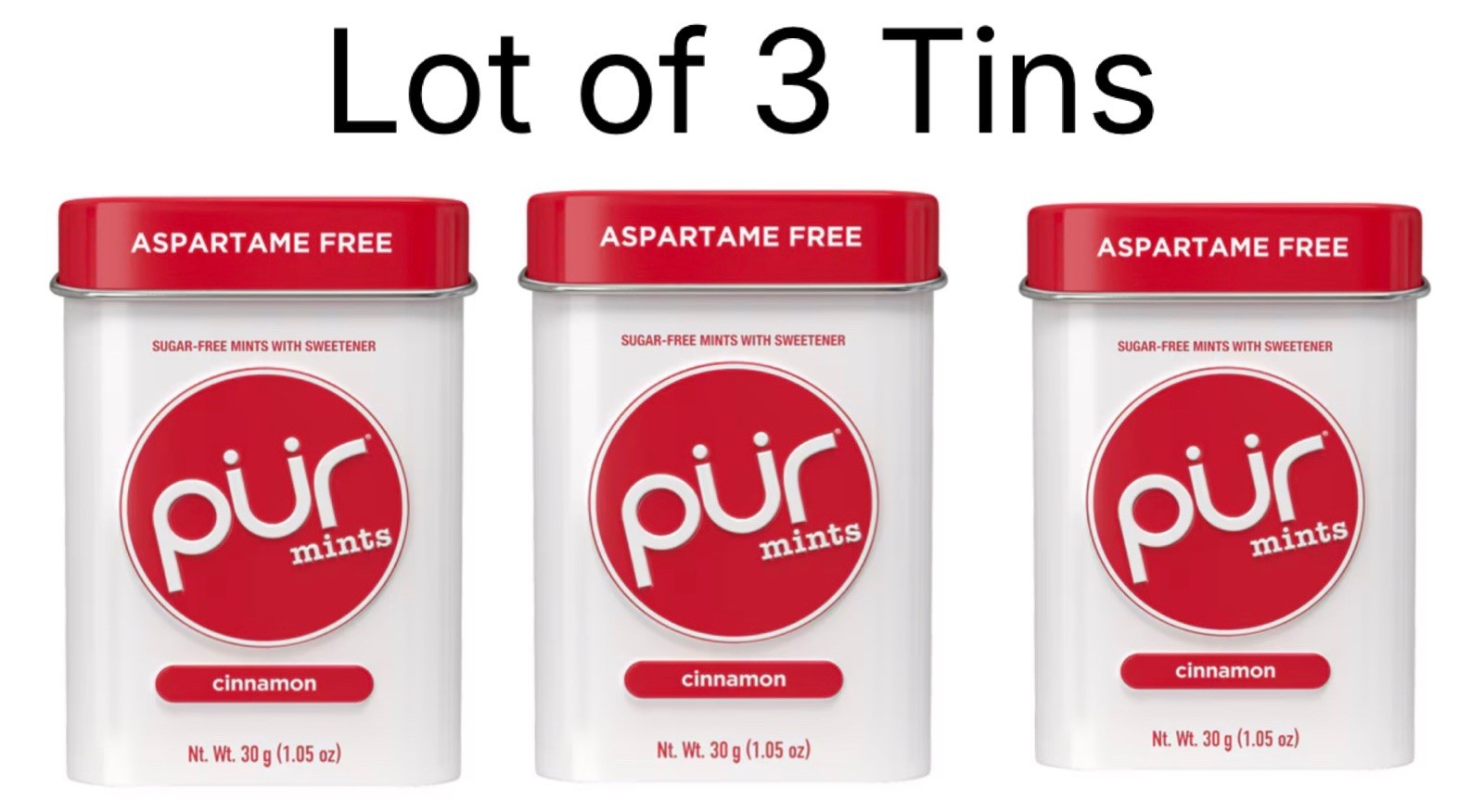 3’ Pur Mints Cinnamon Sugar Free & Aspartame Free 1 oz Each/3 Oz Total EXP 07/27