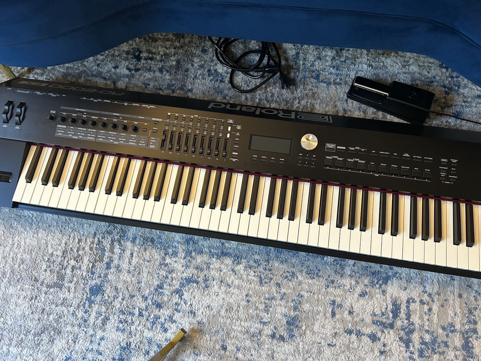 Roland RD-2000 EX 88-Key Weighted Digital Stage Piano Black w/ Pedal, Cable