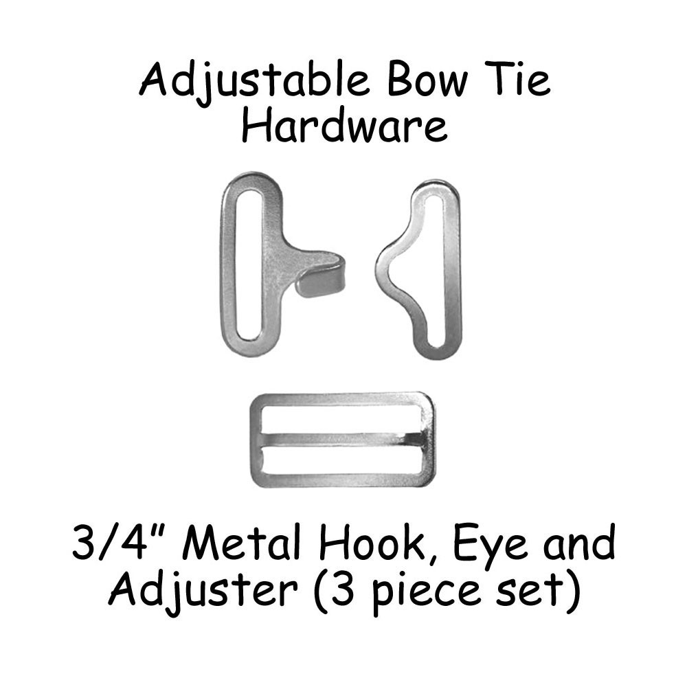 10 Sets Adjustable Bow Tie Hardware Clips - 3/4" (19mm) Silver Hook, Eye & Slide