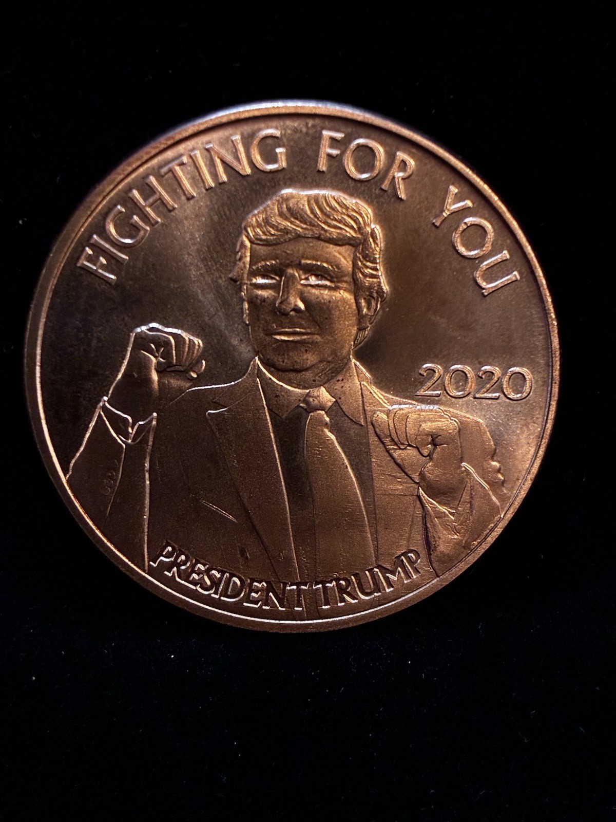 1 oz AVDP .999 fine copper round , Trump Fighting for you 2020, President Trump
