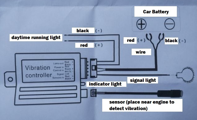 Universal LED DRL Daytime Running Light Controller Auto On/Off Vibration Sensor