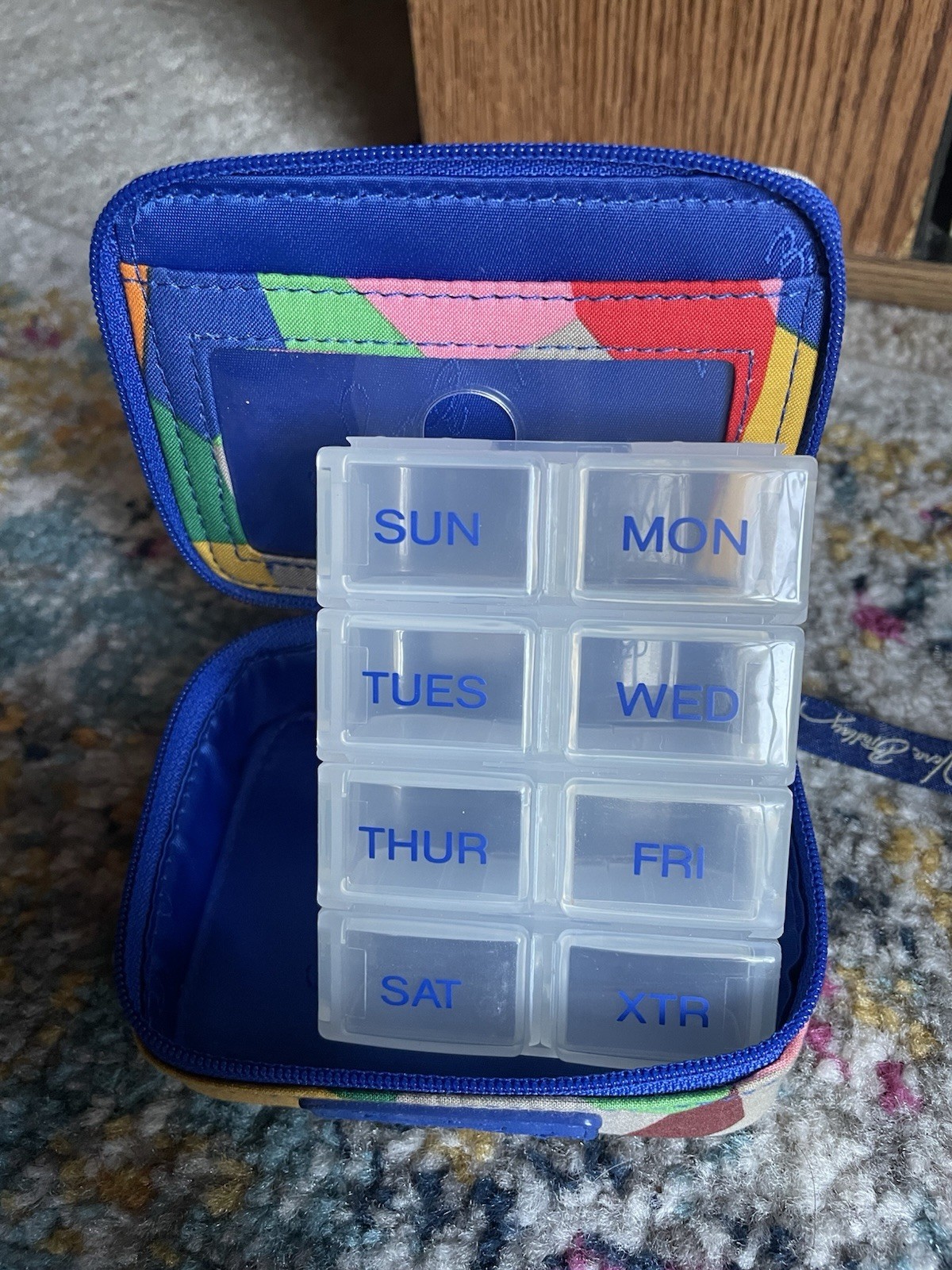 Vera Bradley Multicolor Geometric Travel Size Pill Organizer Fabric & Plastic