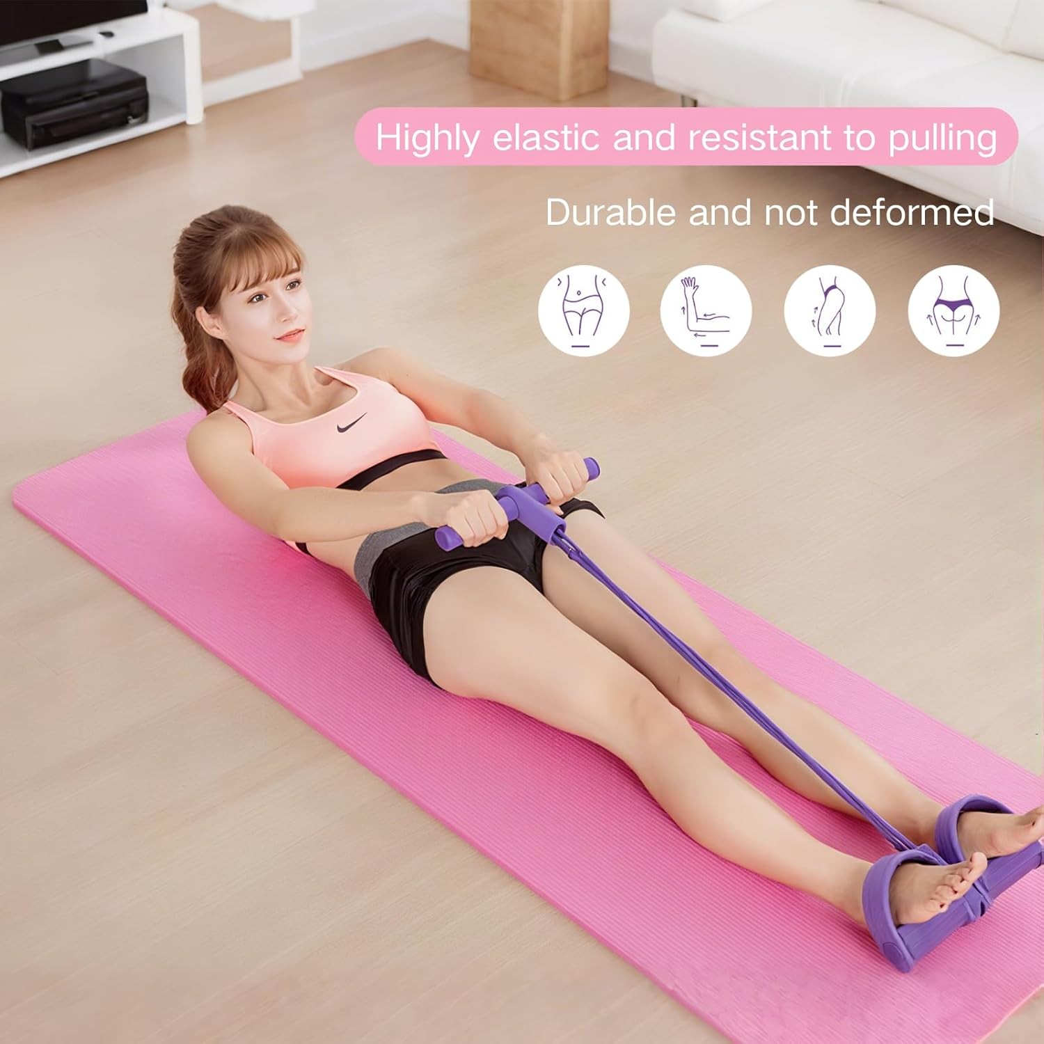 Fitness Resistance Bands Set with Handles & Ankle Straps - 4 Tube Exercise Bands