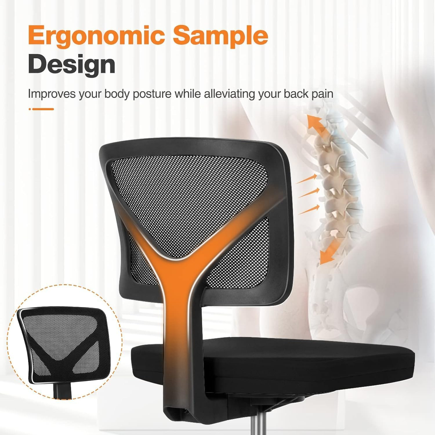 Small Office Desk Chair, Ergonomic Low-Back Mesh Rolling Work Swivel Chairs with