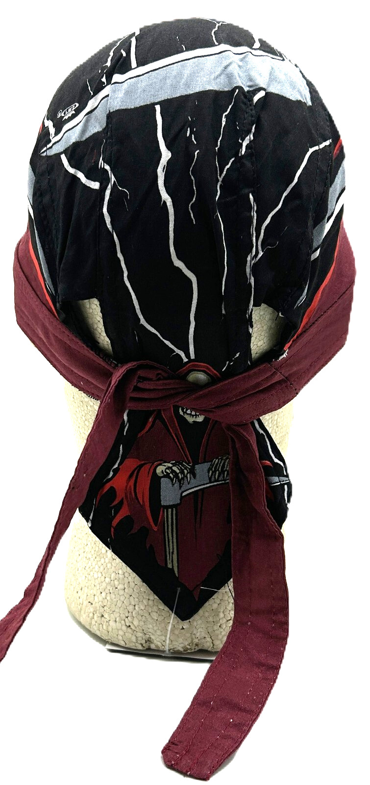 Grim Reaper Deluxe Headwrap Doo Rag Skull Cap with Sweatband
