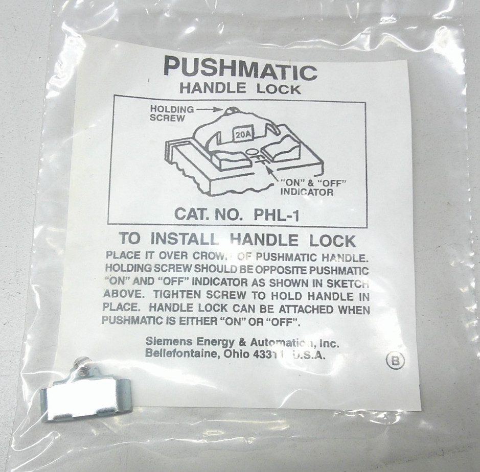 NEW Old Stock Siemens Pushmatic Handle Lock PHL-1