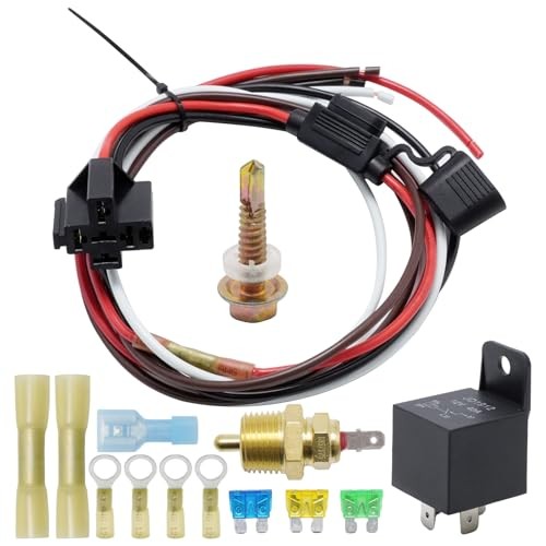 Electric Fan Relay Kit with Thermostat for 10/12/14/16 Inch Cooling Fans, 40A