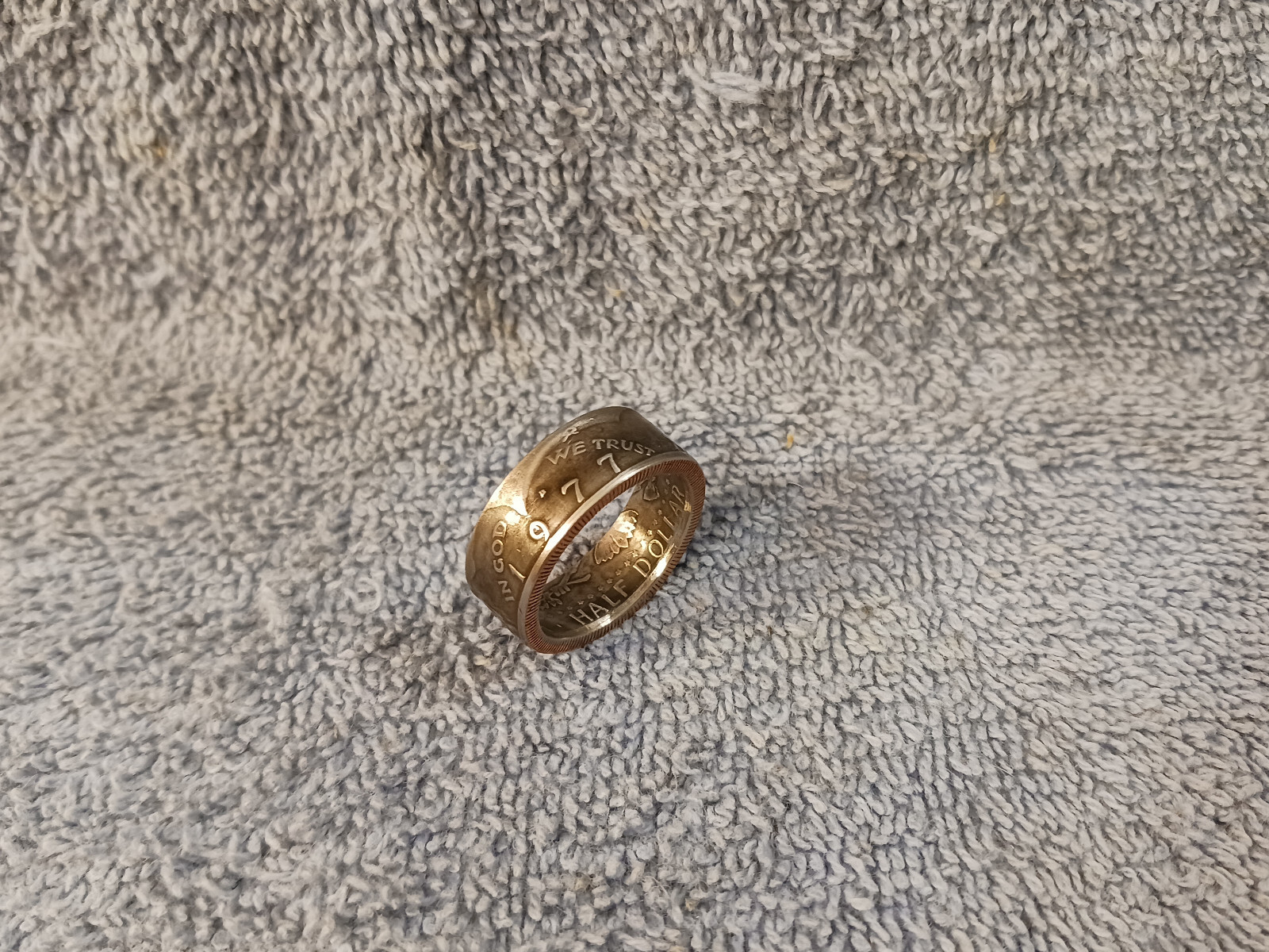 1977 Kennedy Half Dollars  size 11   coin ring  handmade mixed metals