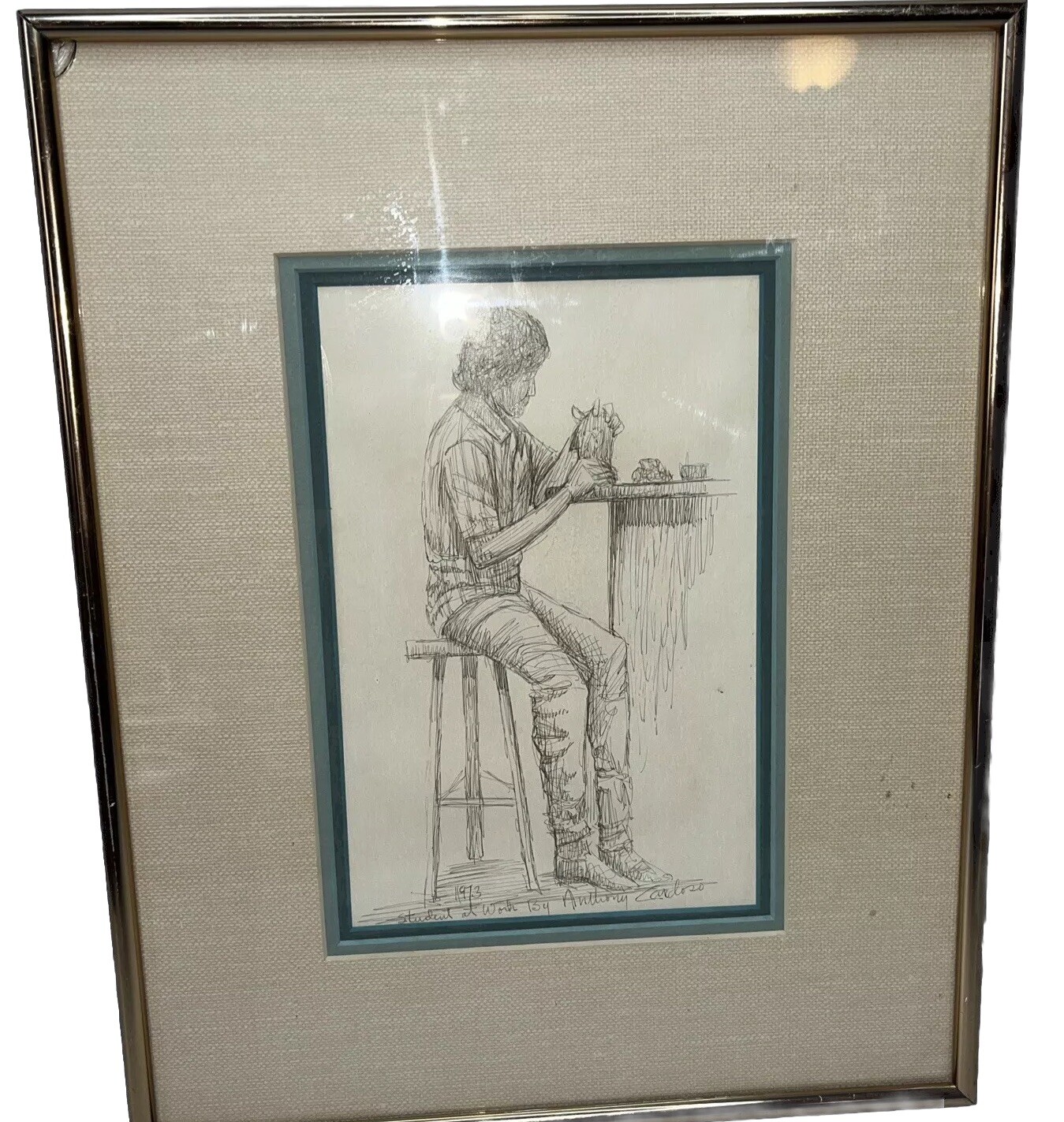 Anthony Cardoso Drawing 1973 Framed Signed Rare Original