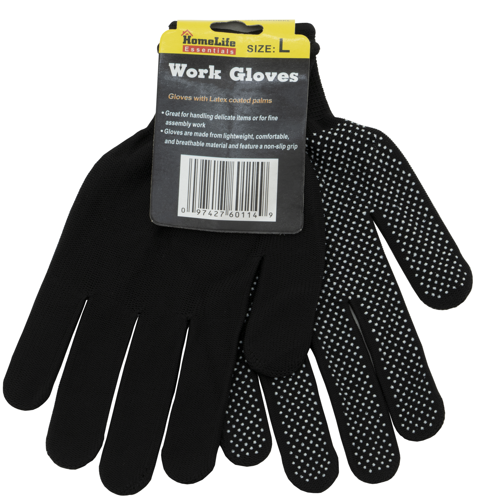 Black Knit Gloves with PVC Dots Large Assembly Delicate Items