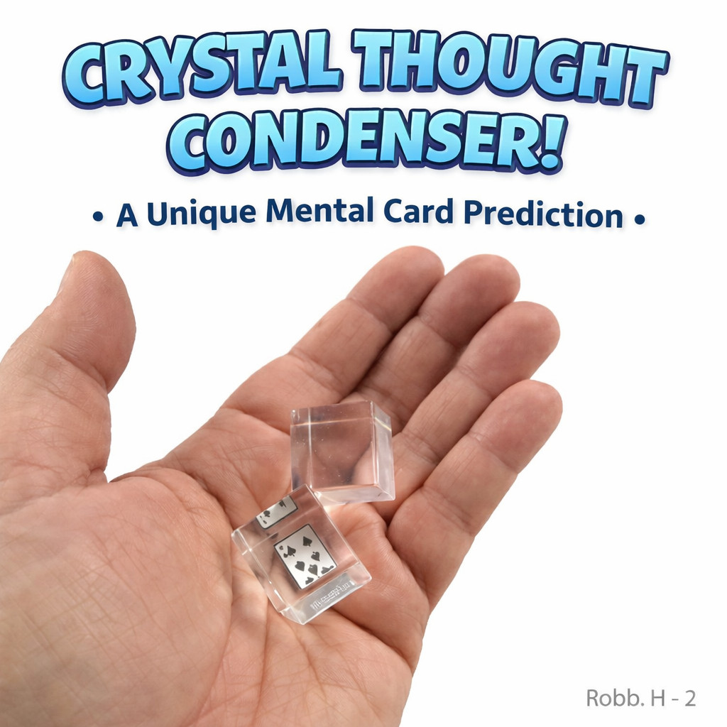 CRYSTAL THOUGHT CONDENSER Card Magic Trick Prediction Mental Close Up Clear Cube