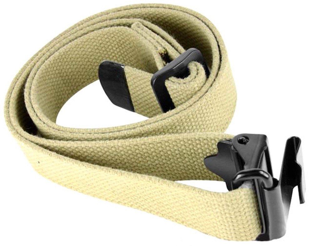 US M1 Garand Tan Canvas Web Rifle Sling w/ Metal Hardware -  Reproduction  NEW