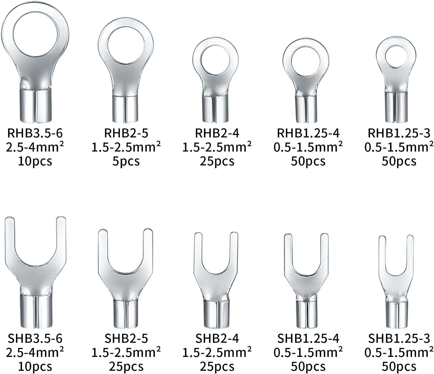 320 Pieces Non-Insulated Ring Terminals & Fork Connector Kit, Copper Ring...