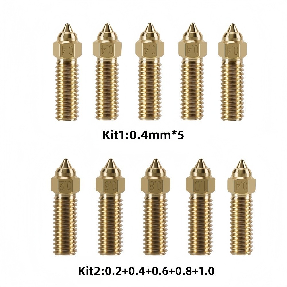 5pcs Brass Nozzle 0.2/0.4/0.6/0.8/1.0mm for Ender 3 V3 KE/K1/K1 Max/CR-10 SE