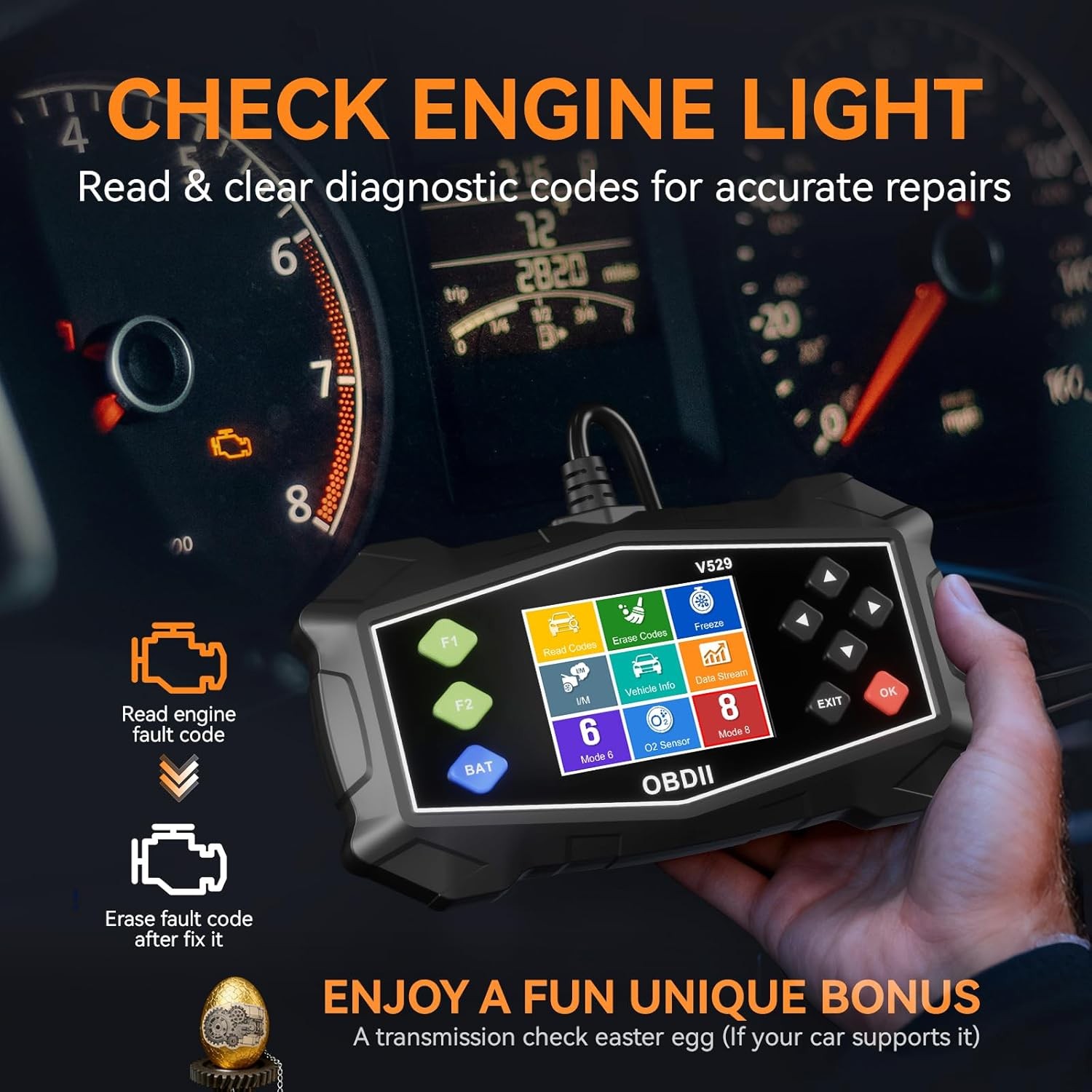 OBD2 Scanner Car Transmission Diagnostic Tool Report Code Reader Battery Tester