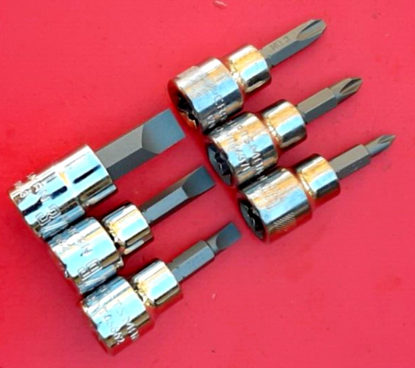 NEW CRAFTSMAN 6Pc 3/8" Drive Phillips Flat Tip Screwdriver Bit Driver Socket Set