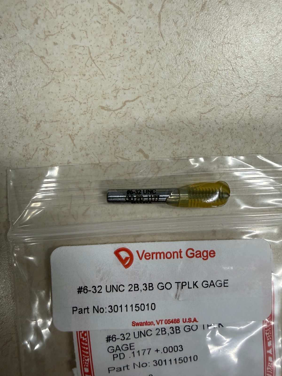 #6-32 UNC 2B,3B GO TPLK GAGE