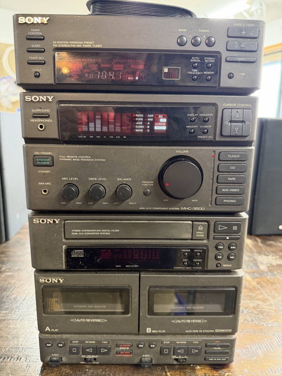 SONY MHC-3500 VINTAGE STEREO BOOKSHELF SYSTEM ￼
